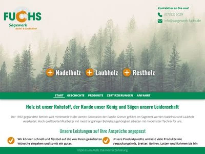 Website von Sägewerk Fuchs GmbH
