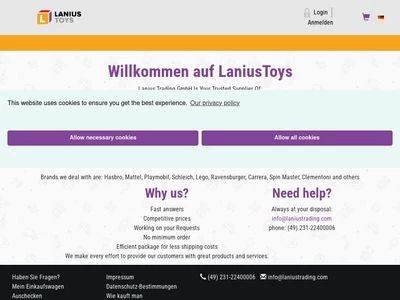 Website von Lanius Trading GmbH