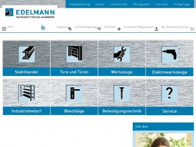 Website von Edelmann Fachmarkt für das Handwerk GmbH