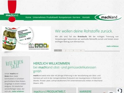Website von machland Obst- und Gemüsedelikatessen GmbH