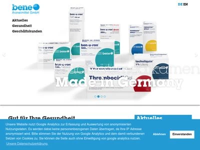 Website von bene-Arzneimittel GmbH