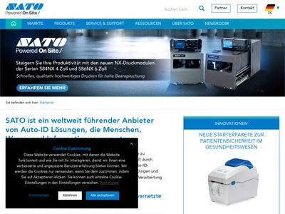 Website von SATO Europe GmbH